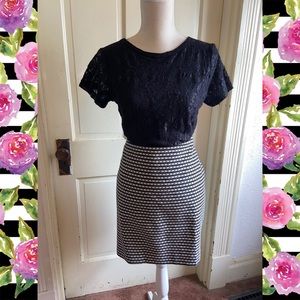 NWT Black & Ivory Patterned Pencil Skirt